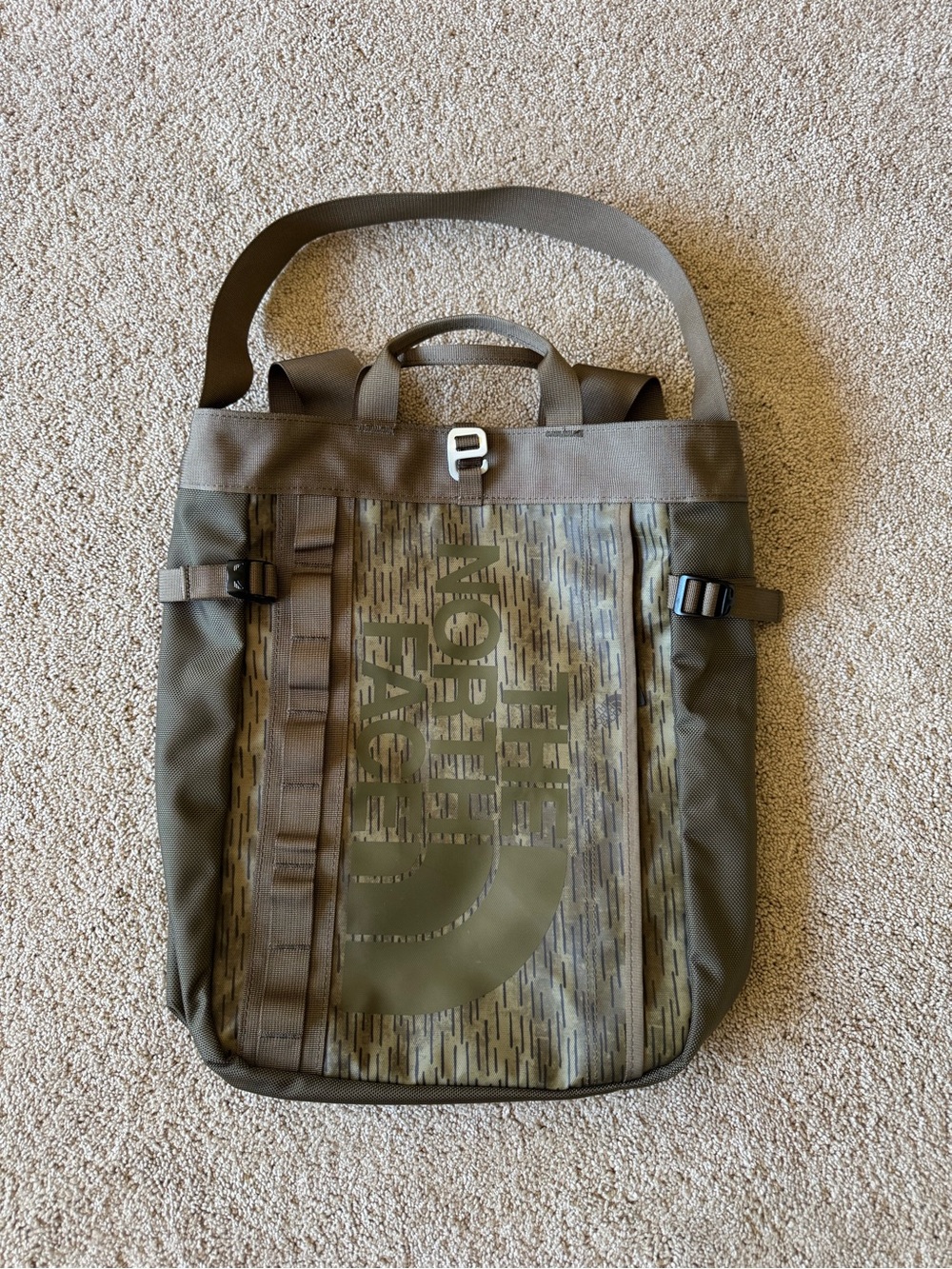 Gorpcore Japan Exclusive North Face Tote Backpack, 2 Way Tote-Pack in Green Camo